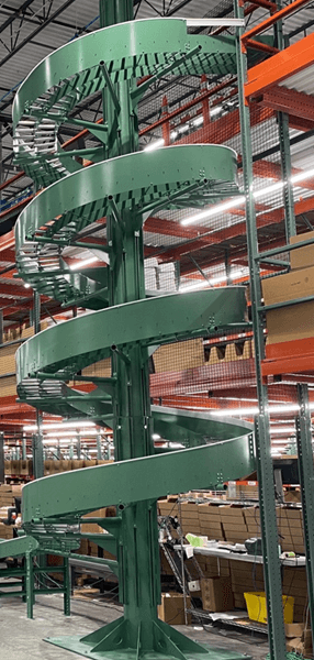 green spiral conveyer
